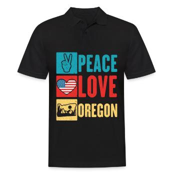 Peace Love Oregon États-Unis État d’Amérique Oregonian - Polo Homme - noir - Devant - Kai (181cm)