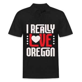 J’aime vraiment Oregon USA État d’Amérique Oregon - Polo Homme - noir - Devant - Kai (181cm)