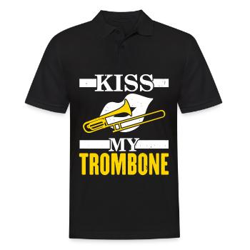 Kiss My Trombone Spieler Musiker Posaunist - Männer Poloshirt - Schwarz - Vorne - Kai (181cm)