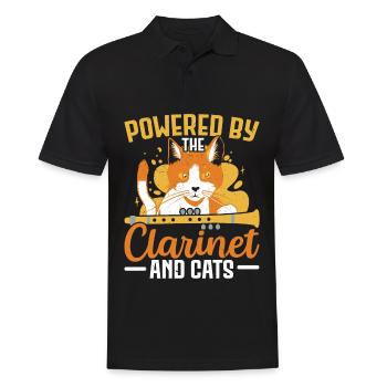 Powered by Clarinet and Cats Clarinetist Musi - Men's Polo Shirt - black - Front - Kai (181cm)