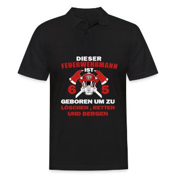 Feuerwehrmann Feuerwehr 65 Geburtstag Spruch - Männer Poloshirt - Schwarz - Vorne - Kai (181cm)