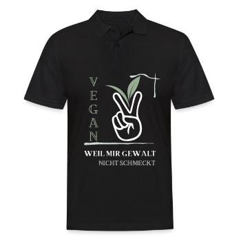 Vegan, weil mir Gewalt nicht schmeckt - Männer Poloshirt - Schwarz - Vorne - Kai (181cm)