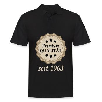 Premium Qualität seit 1963 - Männer Poloshirt - Schwarz - Vorne - Kai (181cm)