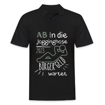 AB In die Jogginghose Bürgergeld wartet grün - Männer Poloshirt - Schwarz - Vorne - Kai (181cm)