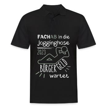 FACHAB In die Jogginghose Bürgergeld wartet grün - Männer Poloshirt - Schwarz - Vorne - Kai (181cm)