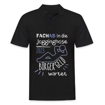 FACHAB In die Jogginghose Bürgergeld wartet blau - Männer Poloshirt - Schwarz - Vorne - Kai (181cm)