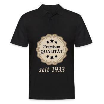 Premium Qualität seit 1933 - Männer Poloshirt - Schwarz - Vorne - Kai (181cm)