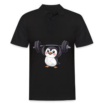 Pinguin Hantel Workout Stark - Männer Poloshirt - Schwarz - Vorne - Kai (181cm)