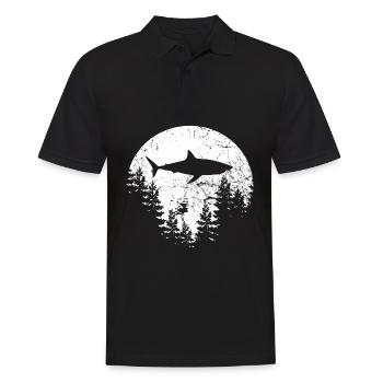 Mond Hai Haifisch Shark Jaws Moon T Shirt Shirt - Men's Polo Shirt - black - Front - Kai (181cm)