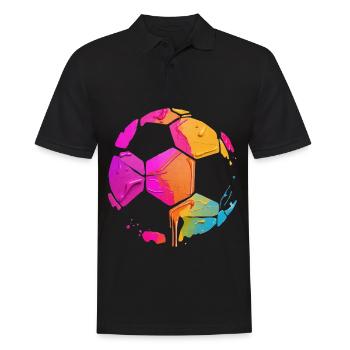 BUNT FUßBALLER FARBIG FUßBALL - Männer Poloshirt - Schwarz - Vorne - Kai (181cm)