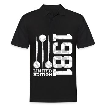 LIMITED EDITION 1981 DARTS 45. GEBURTSTAG - Männer Poloshirt - Schwarz - Vorne - Kai (181cm)