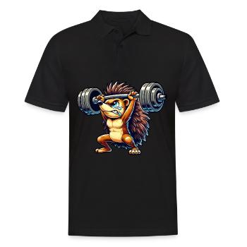 Starker Igel Gewichtheber mit Hantel Comic Tier - Männer Poloshirt - Schwarz - Vorne - Kai (181cm)
