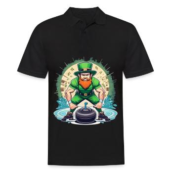 St. Patrick's Day Kleeblatt Curling - Männer Poloshirt - Schwarz - Vorne - Kai (181cm)