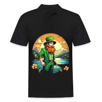 St. Patrick's Day Kleeblatt Angeln - Männer Poloshirt - Schwarz - Vorne - Kai (181cm)