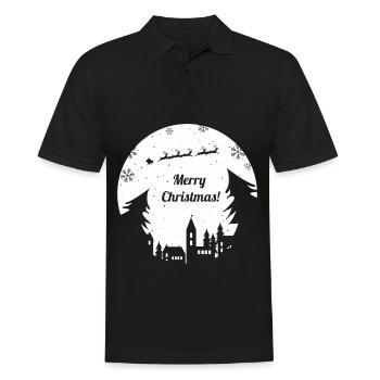 Merry Christmas Xmas reindeer Advent family - Men's Polo Shirt - black - Front - Kai (181cm)