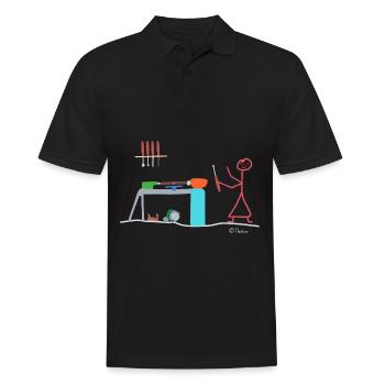 Drechsel chiffre de bâton, travail de passe-temps de femme artisanat - Polo Homme - noir - Devant - Kai (181cm)