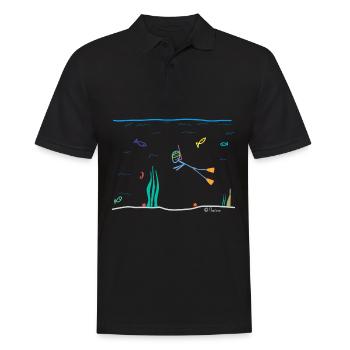 Schnorchel Strichmännchen, Sport tauchen Wasser - Männer Poloshirt - Schwarz - Vorne - Kai (181cm)