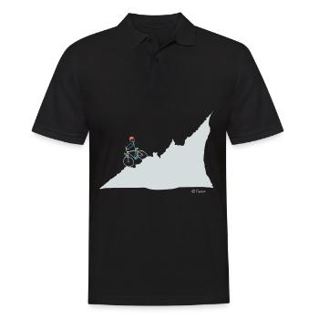 Mountainbike Strichmännchen, Hobby Sport Freizeit - Männer Poloshirt - Schwarz - Vorne - Kai (181cm)