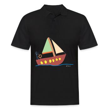 Segeln Strichmännchen, Sport Wasser Meer Urlaub - Männer Poloshirt - Schwarz - Vorne - Kai (181cm)