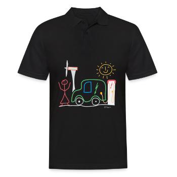 Electric car Electricity Stick figure, regenerative - Men's Polo Shirt - black - Front - Kai (181cm)