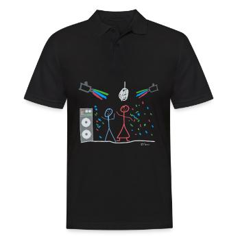 Tanzpaar Strichmännchen, Party Disco Tanz Licht - Männer Poloshirt - Schwarz - Vorne - Kai (181cm)