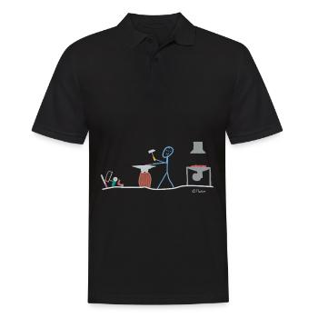 Blacksmith stick figure, metal craft work job - Men's Polo Shirt - black - Front - Kai (181cm)