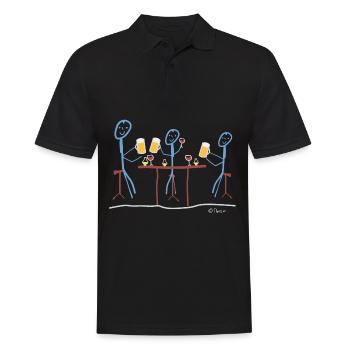 Zusammen trinken Strichmännchen, Wein Bier spass - Männer Poloshirt - Schwarz - Vorne - Kai (181cm)