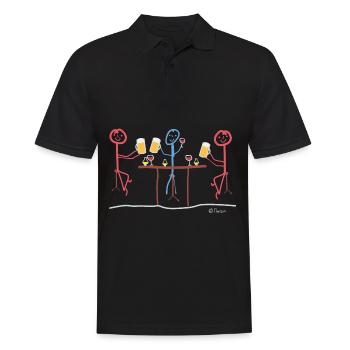 Miteinander Diskutieren Strichmännchen, reden - Männer Poloshirt - Schwarz - Vorne - Kai (181cm)