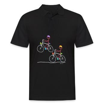 Stroke woman bike excursion, fun funny sport - Men's Polo Shirt - black - Front - Kai (181cm)