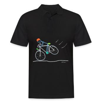 Cycling Stick Figure, Team Crew Fun - Men's Polo Shirt - black - Front - Kai (181cm)
