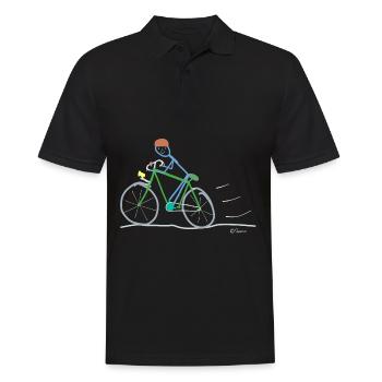 Road bike stickman, environmental protection sustainable - Men's Polo Shirt - black - Front - Kai (181cm)