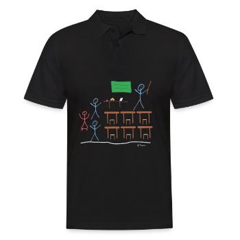 Strichmännnchen Klasse, Schule Gymnasium Schule - Männer Poloshirt - Schwarz - Vorne - Kai (181cm)