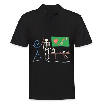 Professeur élève stickman biologie nature - Polo Homme - noir - Devant - Kai (181cm)