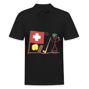 Switzerland stick figure, nation country continent - Men's Polo Shirt - black - Front - Kai (181cm)