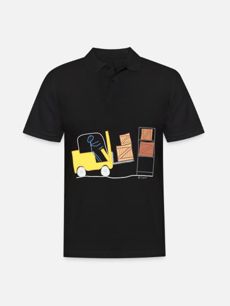 Gabelstapler Strichmännchen Logistik Lager Waren - Männer Poloshirt - Schwarz