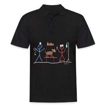 Veterinarian stick figure veterinary clinic medical assistant dog - Men's Polo Shirt - black - Front - Kai (181cm)