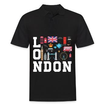 London England UK Great Britain - Männer Poloshirt - Schwarz - Vorne - Kai (181cm)