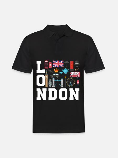 London England UK Great Britain - Men's Polo Shirt - black