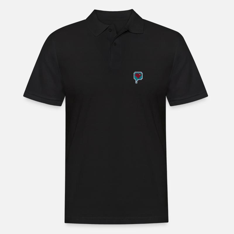 Pixelherz - Männer Poloshirt - Schwarz