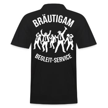 Bräutigam Begleit-Service (JGA Begleitservice / B) - Männer Poloshirt - Schwarz - Hinten - Kai (181cm)
