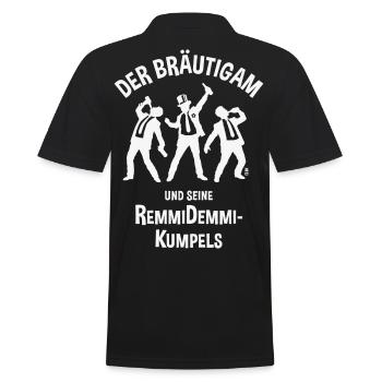 Der Bräutigam Und Seine Remmidemmi-Kumpels (JGA W) - Männer Poloshirt - Schwarz - Hinten - Kai (181cm)