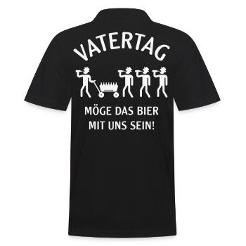 Vatertag – Bier Mit Uns (Bollerwagen / W) - Männer Poloshirt - Schwarz - Hinten - Kai (181cm)