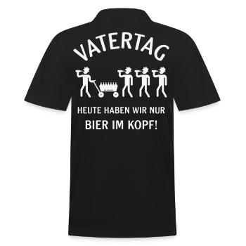 Vatertag – Bier Im Kopf (Bollerwagen / W) - Männer Poloshirt - Schwarz - Hinten - Kai (181cm)