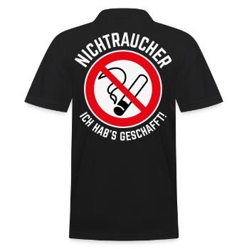 Nichtraucher – Ich Hab’s Geschafft! (3C / W) - Männer Poloshirt - Schwarz - Hinten - Kai (181cm)