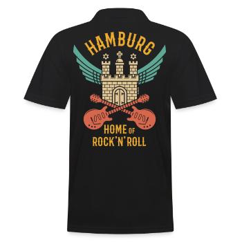 Hamburg – Home Of Rock 'n' Roll (Rocker / 4C) - Männer Poloshirt - Schwarz - Hinten - Kai (181cm)