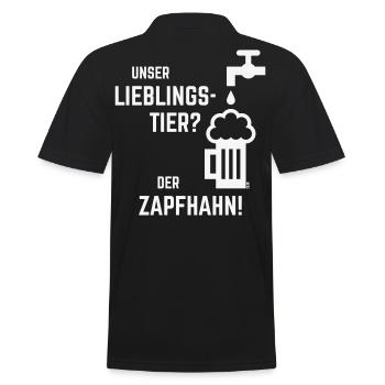 Unser Lieblingstier? Der Zapfhahn! (Bier / White) - Männer Poloshirt - Schwarz - Hinten - Kai (181cm)