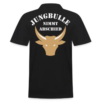 Jungbulle Nimmt Abschied (Bräutigam / JGA / 2C) - Männer Poloshirt - Schwarz - Hinten - Kai (181cm)