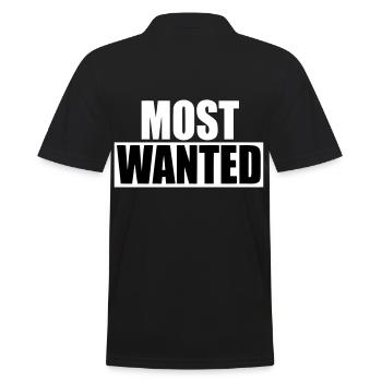 Meist gesucht lustige Sprüche - Männer Poloshirt - Schwarz - Hinten - Kai (181cm)