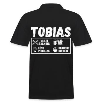 Tobias - Männer Poloshirt - Schwarz - Hinten - Kai (181cm)