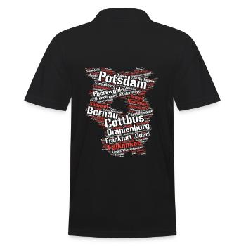 Bundesland Brandenburg: Städte im Umriss - Männer Poloshirt - Schwarz - Hinten - Kai (181cm)
